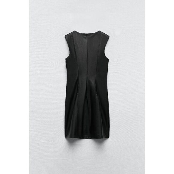 ZARA NWT FAUX LEATHER DRESS ZARA black ⚫️ - Picture 6 of 8